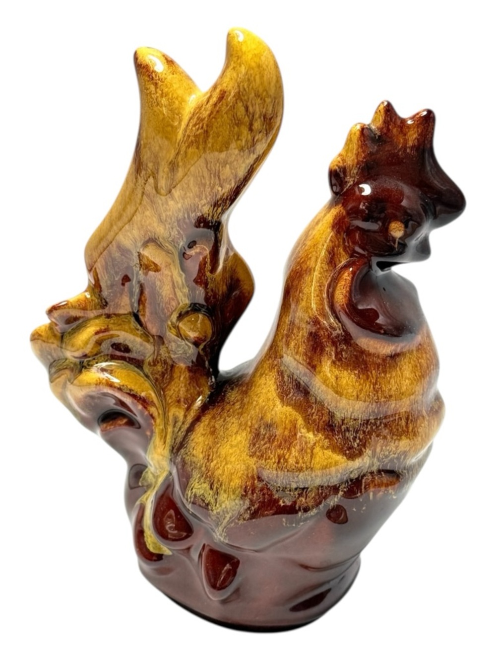 Blue Mountain‎ Pottery Glazed Ceramic Rooster Figurine Harvest Gold Drip Glaze - Picture 6 of 8